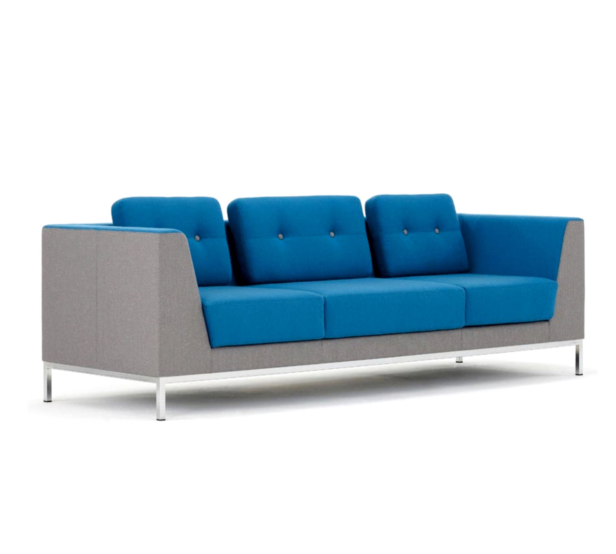 Metal Chrome Base Cushioned Fabric Sofa