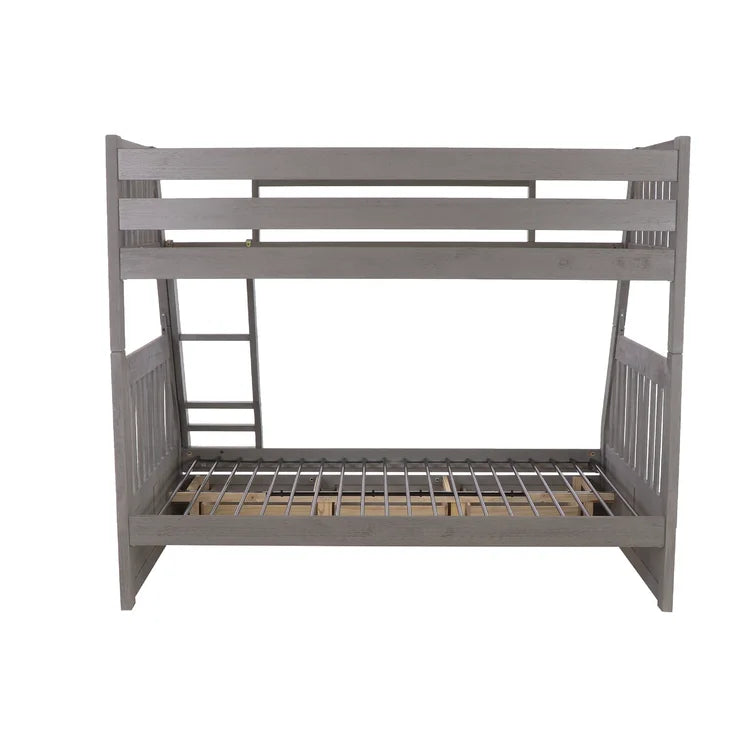 Classics Solid Pine Twin/Full Bunk Bed with Three Drawers in Charcoal