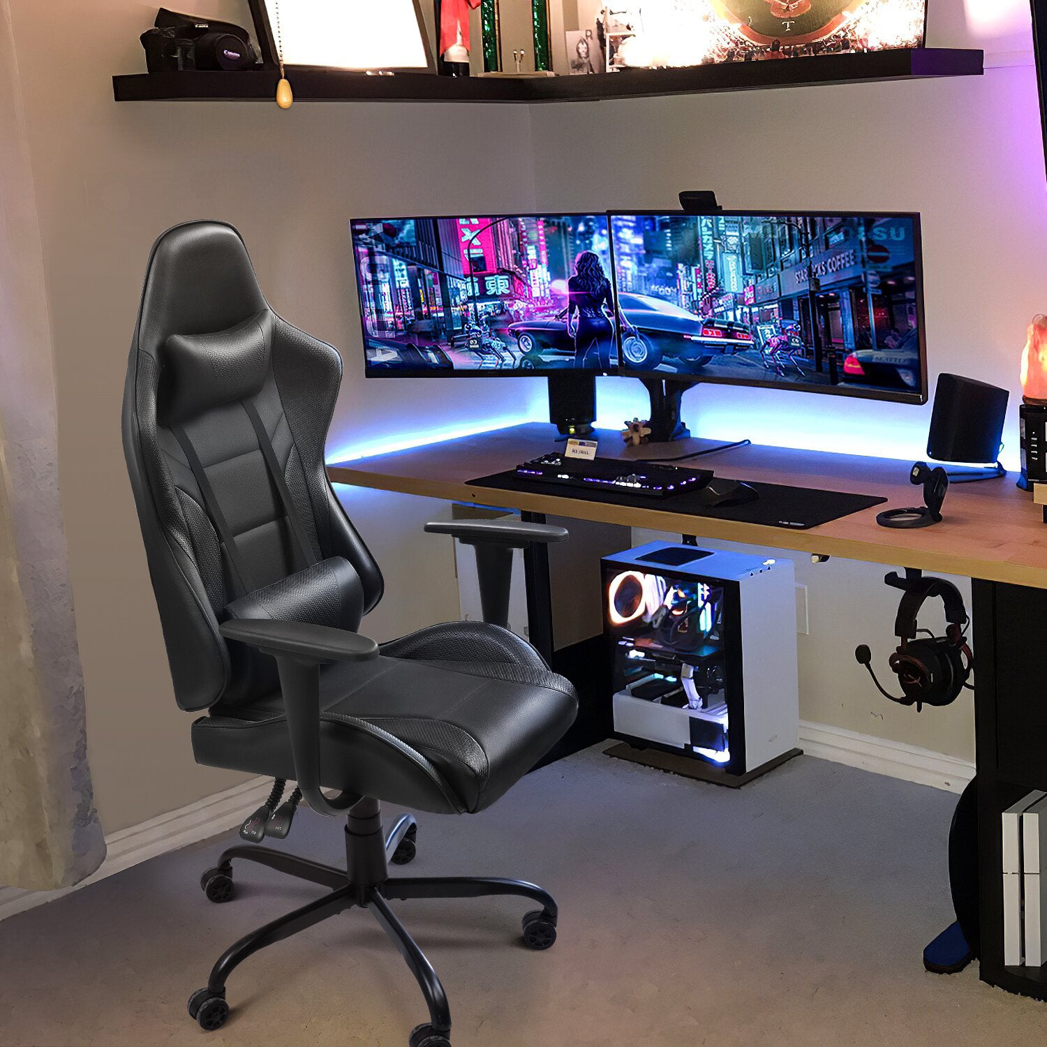 Gaming Chair with Metal Caster Swivel & Wheel Base