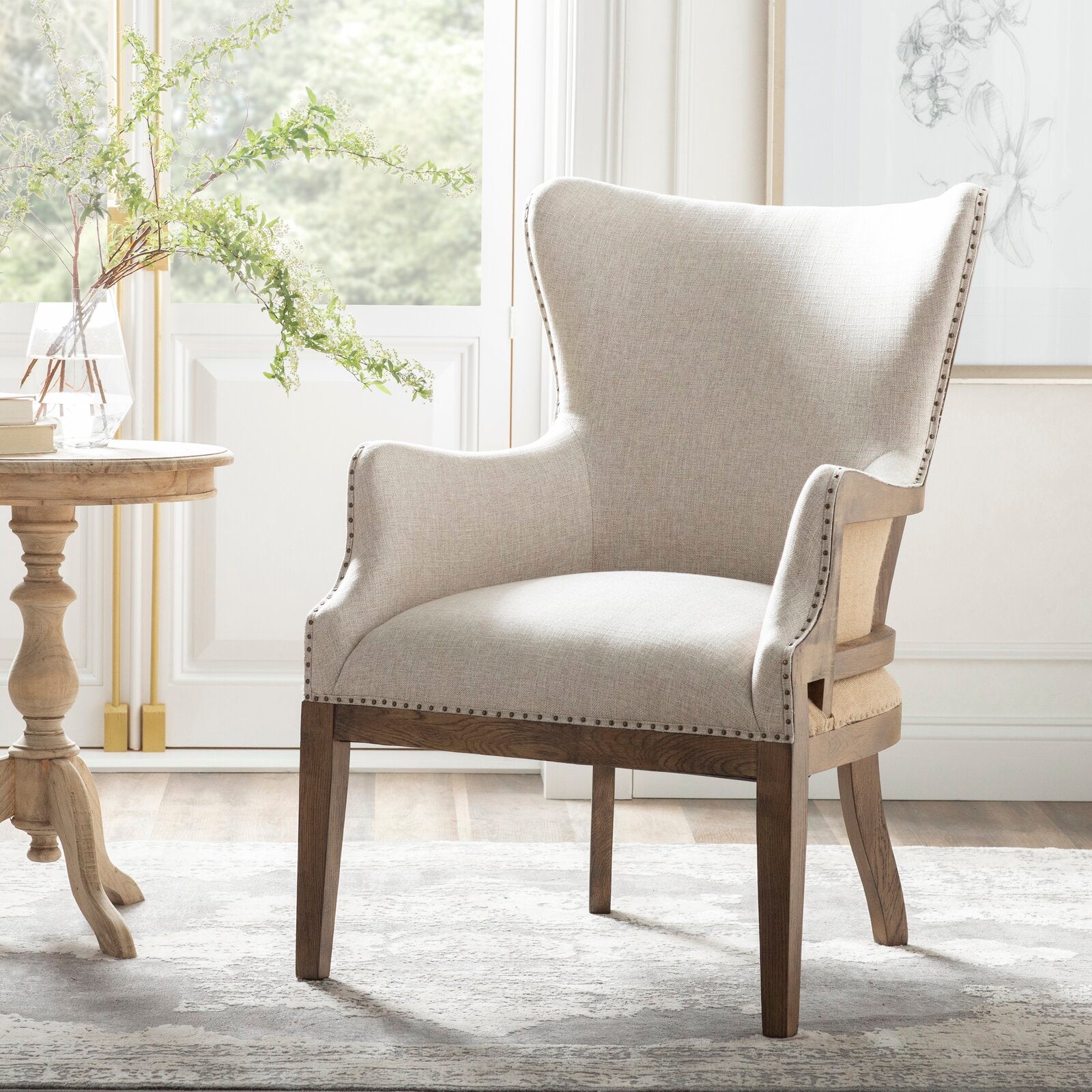 Teakwood Comfortable Wing Back Chair