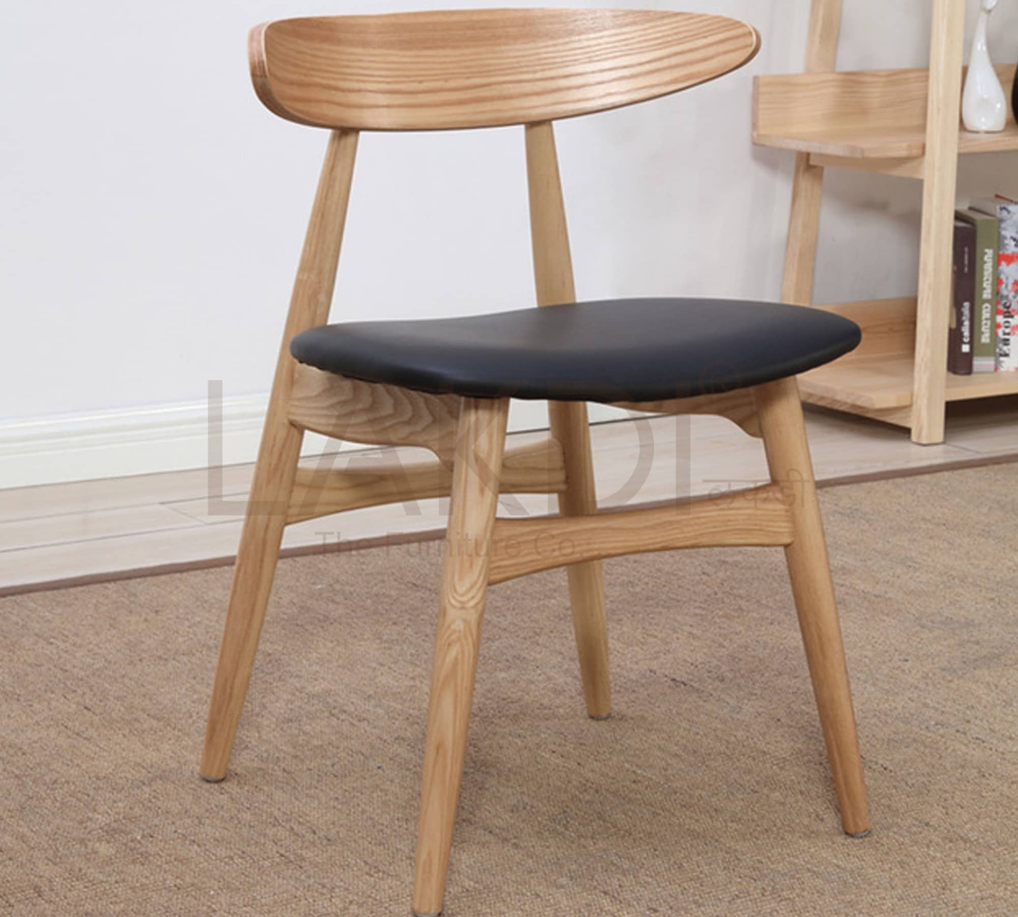 Wooden Legs Base Solid Dining Chair