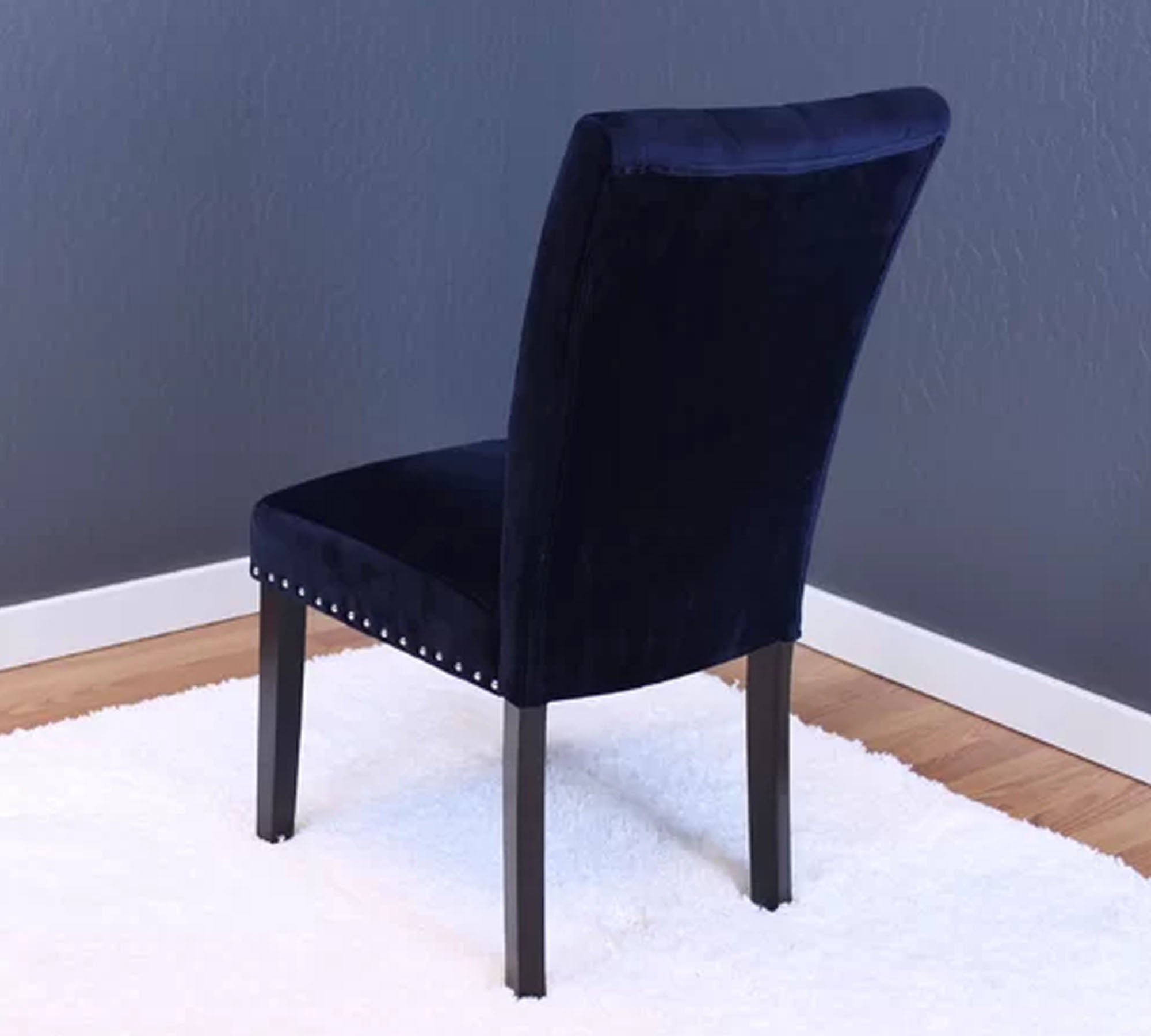 Solid Wooden Frame Legs Base Fabric Velvet Armless Dining Chair