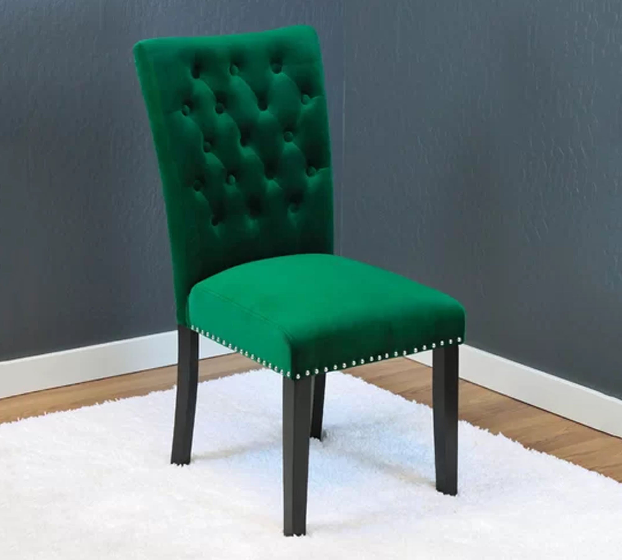 Solid Wooden Frame Legs Base Fabric Velvet Armless Dining Chair