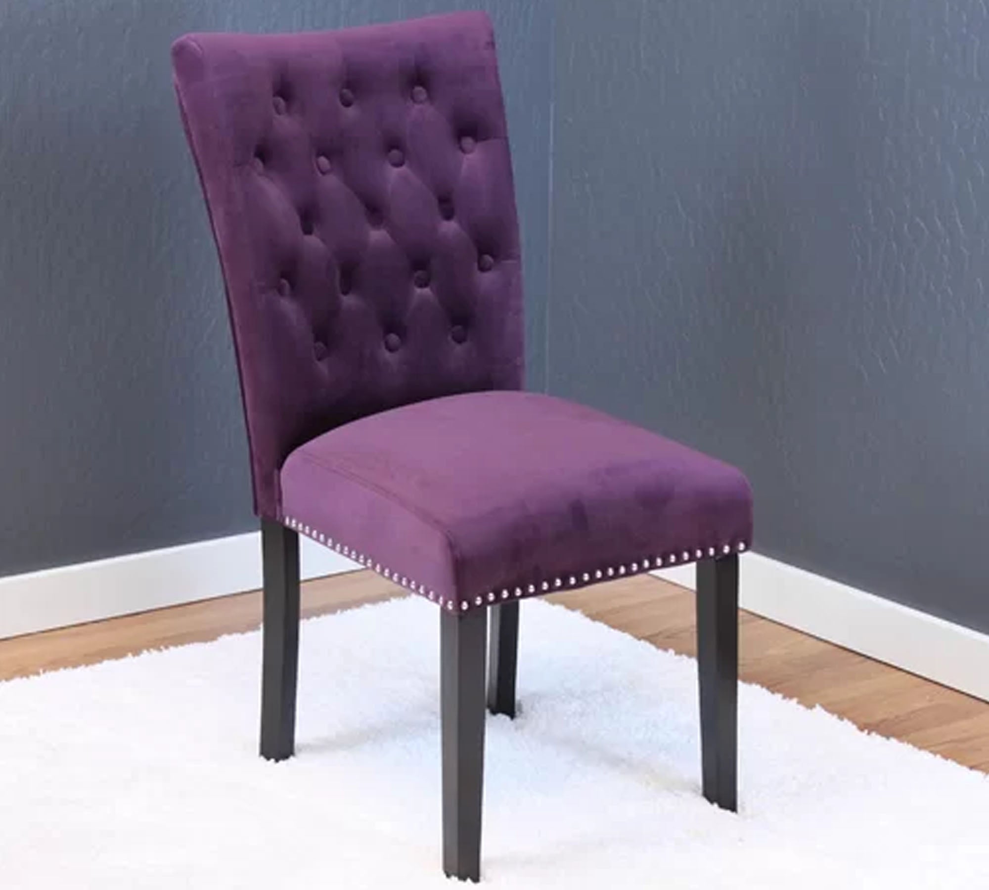 Solid Wooden Frame Legs Base Fabric Velvet Armless Dining Chair