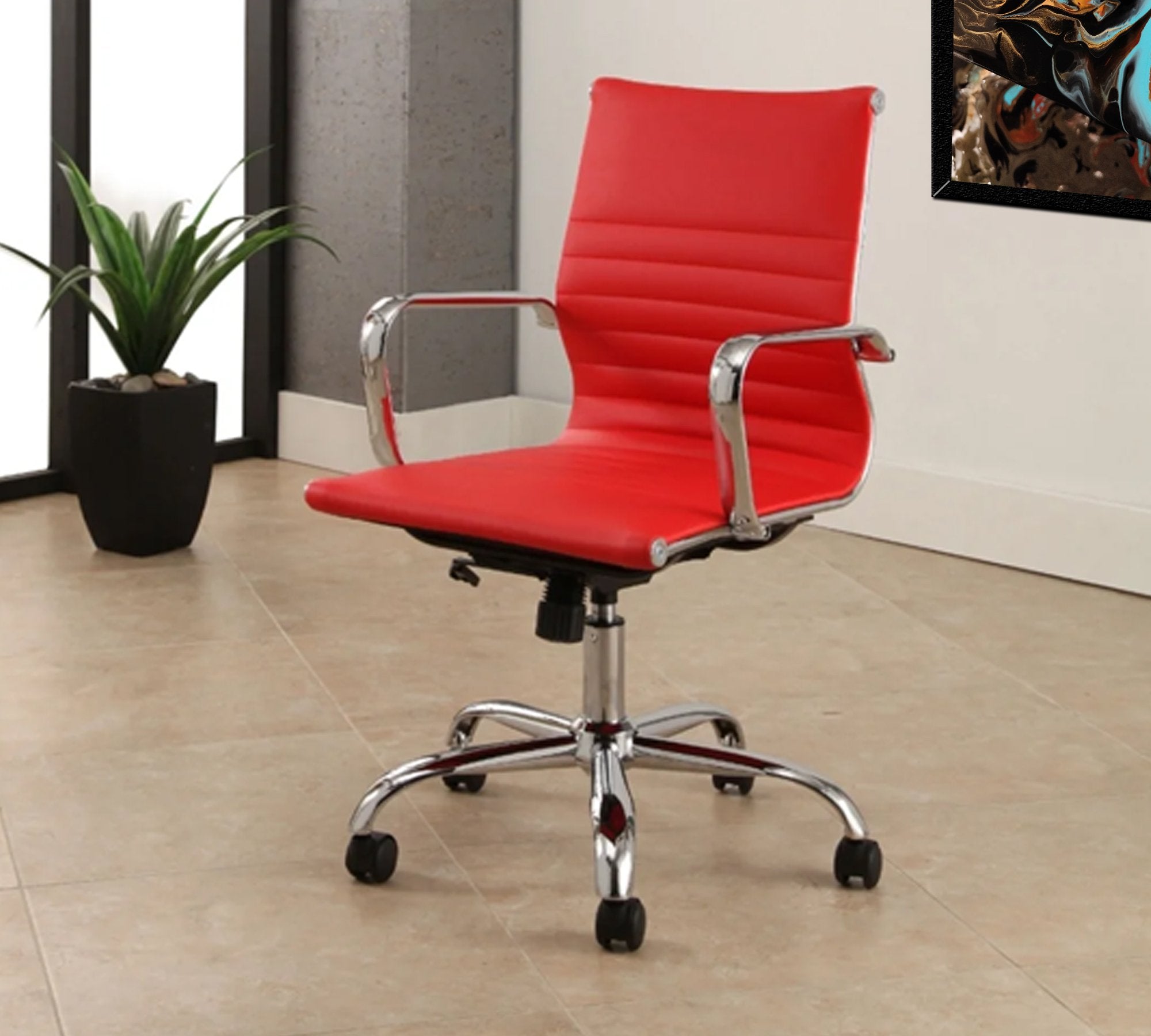 Medium Back Office Executive Chair with Height Adjustable Chrome Base