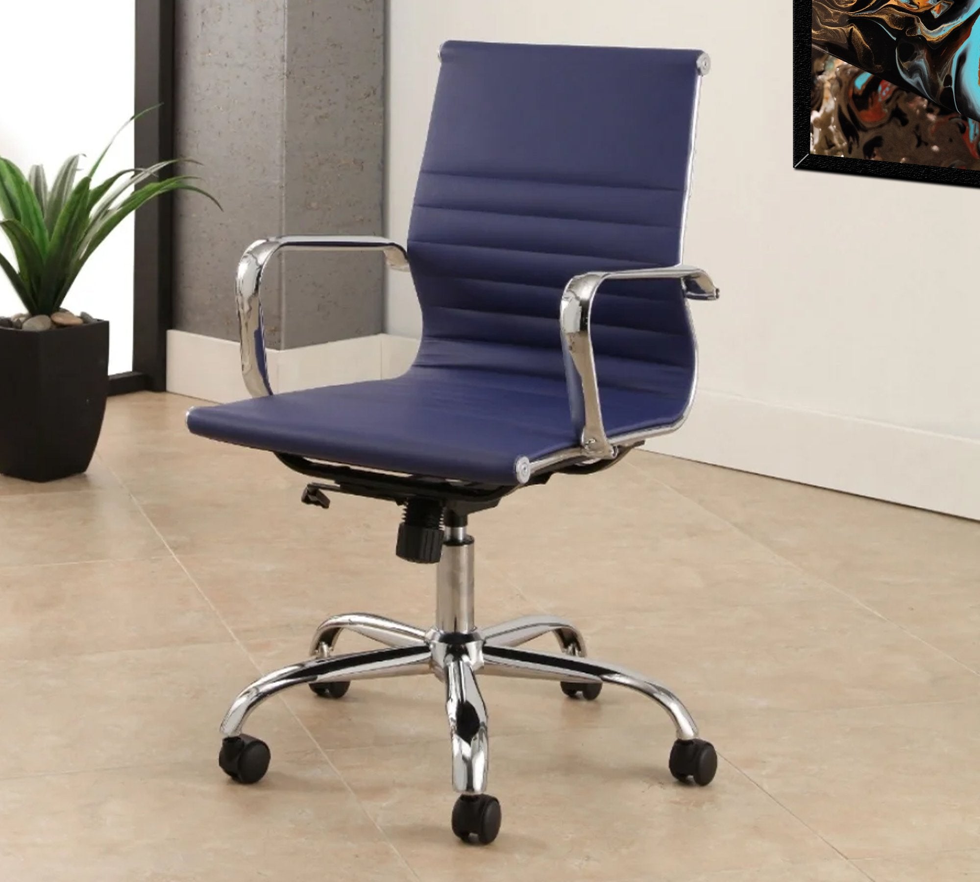 Medium Back Office Executive Chair with Height Adjustable Chrome Base