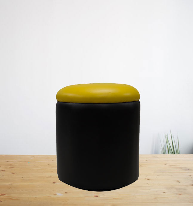 Solid Wooden Frame Leatherette Pouffe