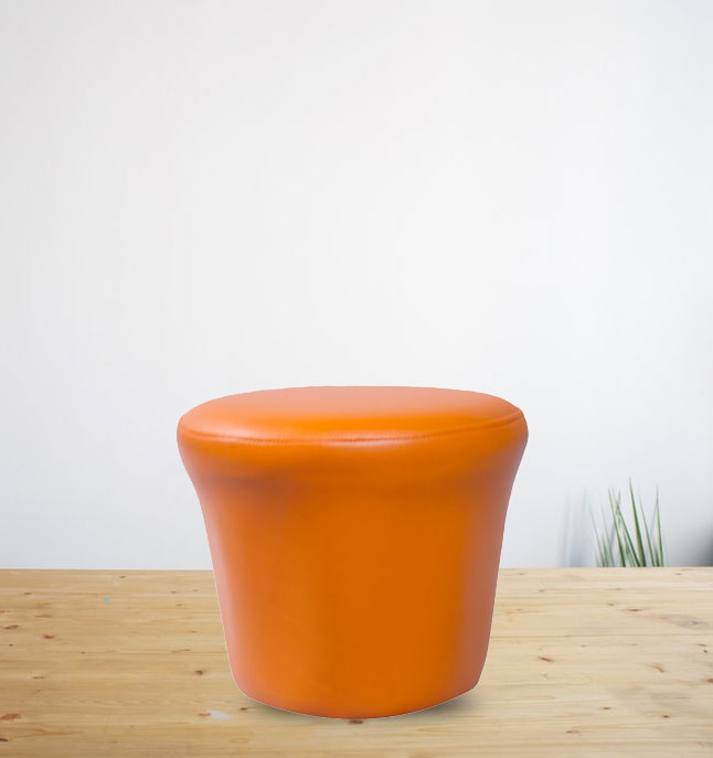 Solid Wooden Frame Leatherette Pouffe